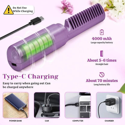 2 in 1 Wireless Hair Straightener & Comb zavtyu-cr